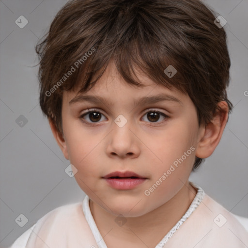 Neutral white child female with short  brown hair and brown eyes