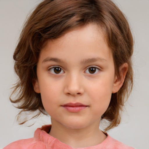 Neutral white child female with medium  brown hair and brown eyes