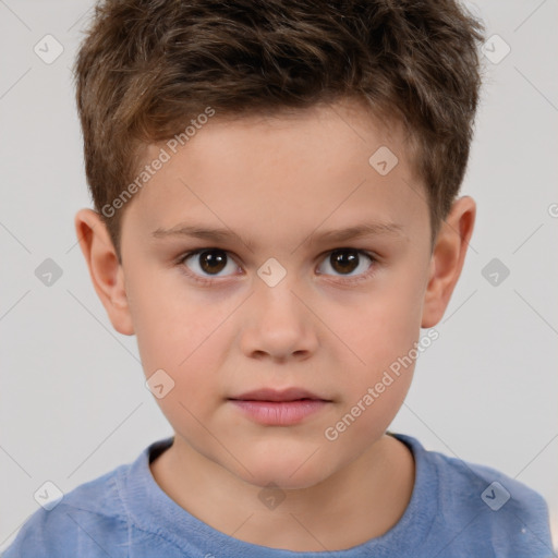 Neutral white child male with short  brown hair and brown eyes