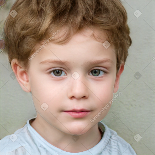 Neutral white child male with short  brown hair and brown eyes