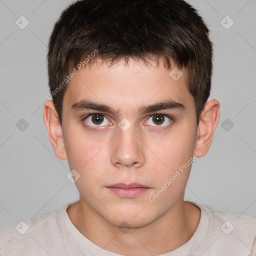 Neutral white child male with short  brown hair and brown eyes