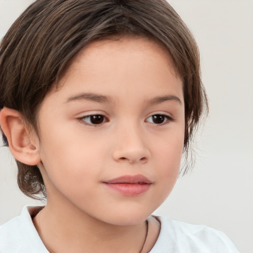 Neutral white child female with medium  brown hair and brown eyes