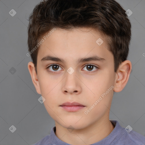 Neutral white child male with short  brown hair and brown eyes