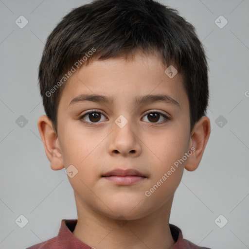 Neutral white child male with short  brown hair and brown eyes