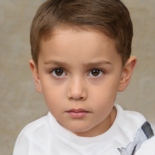 Neutral white child male with short  brown hair and brown eyes