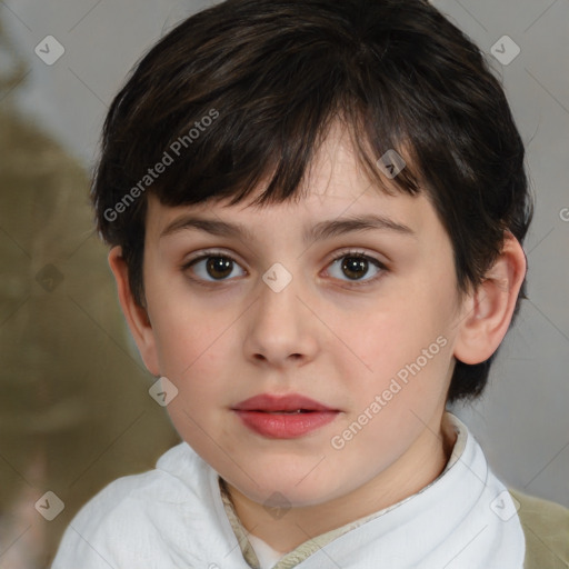 Neutral white child female with medium  brown hair and brown eyes