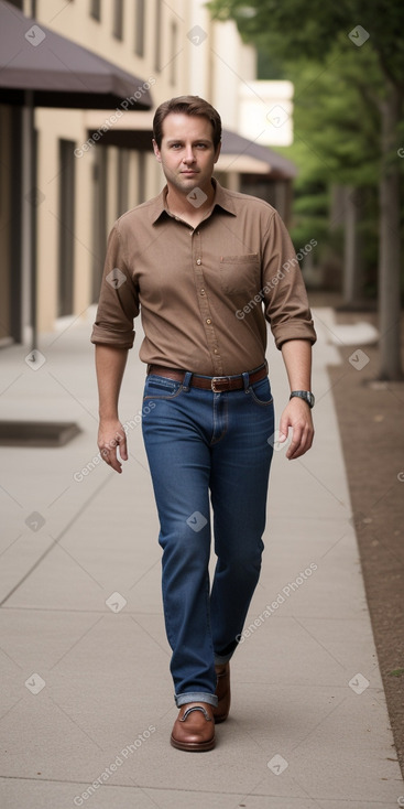 American adult male with  brown hair