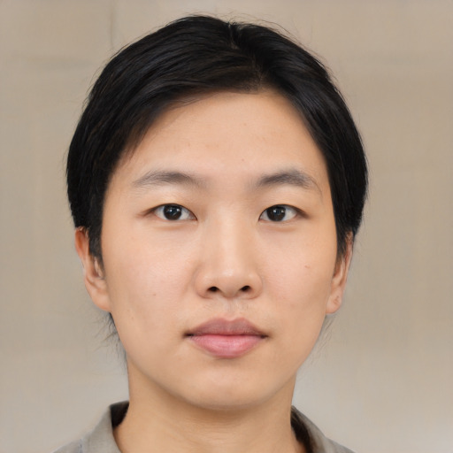 Neutral asian young-adult male with medium  black hair and brown eyes