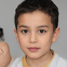 Neutral white child male with short  brown hair and brown eyes