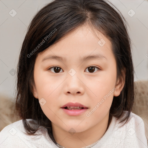 Neutral white child female with medium  brown hair and brown eyes