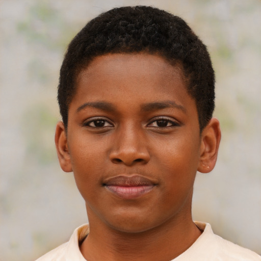 Neutral black child male with short  brown hair and brown eyes