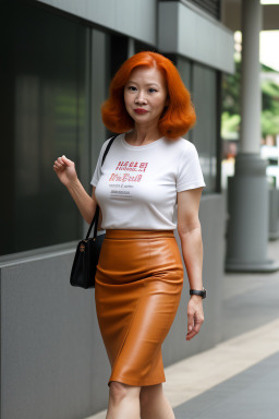 Singaporean middle-aged female with  ginger hair