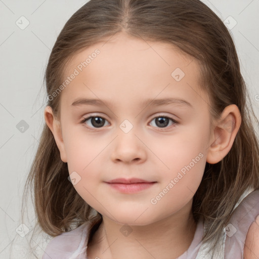 Neutral white child female with medium  brown hair and brown eyes