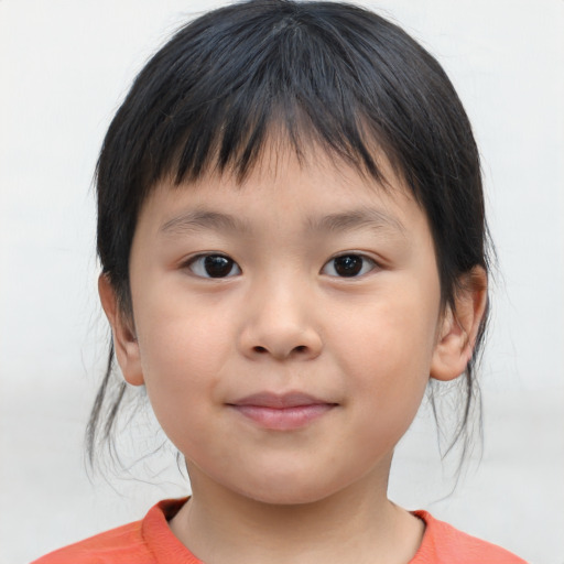 Neutral asian child female with medium  brown hair and brown eyes