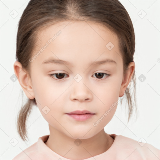 Neutral white child female with medium  brown hair and brown eyes