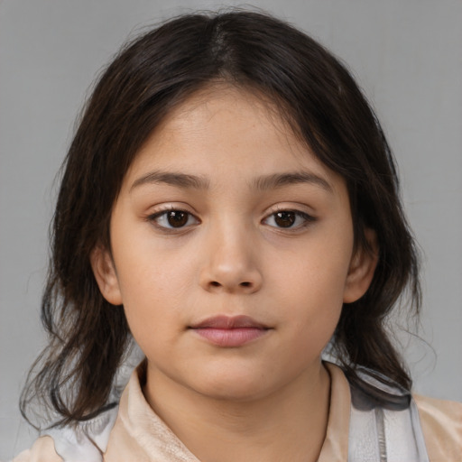 Neutral white child female with medium  brown hair and brown eyes