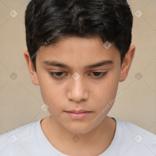 Neutral white child male with short  brown hair and brown eyes