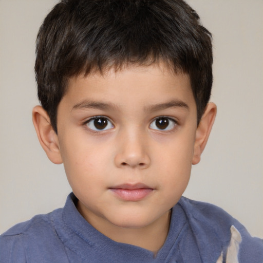 Neutral white child male with short  brown hair and brown eyes