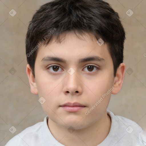 Neutral white child male with short  brown hair and brown eyes