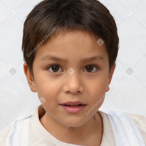 Neutral white child female with short  brown hair and brown eyes