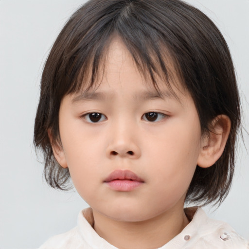 Neutral asian child female with medium  brown hair and brown eyes