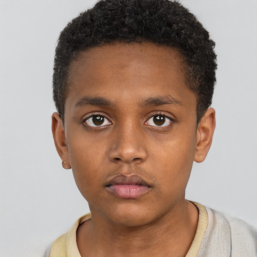 Neutral black child male with short  brown hair and brown eyes