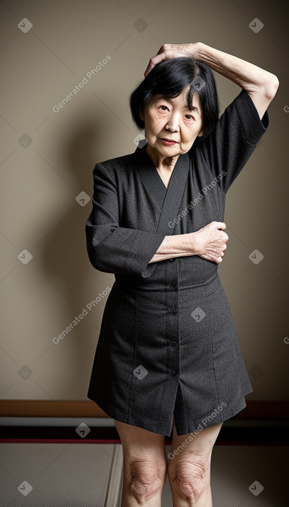 Japanese elderly female with  black hair