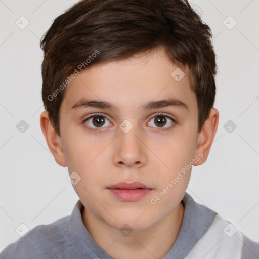 Neutral white child male with short  brown hair and brown eyes