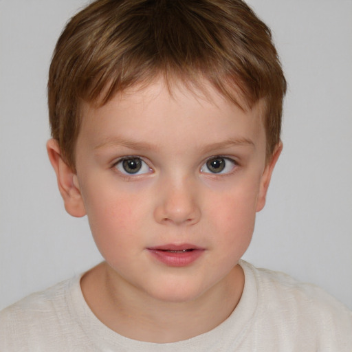 Neutral white child female with short  brown hair and brown eyes