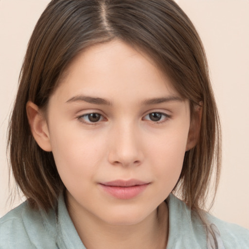 Neutral white child female with medium  brown hair and brown eyes