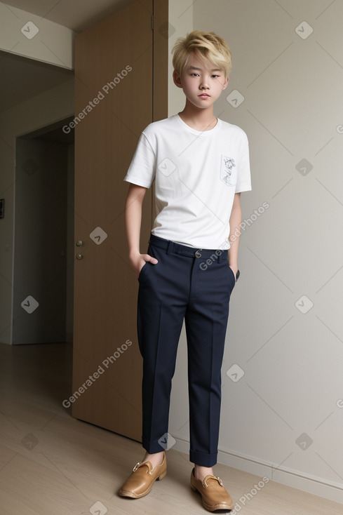 Korean teenager boy with  blonde hair