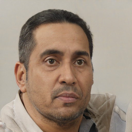 Neutral white adult male with short  brown hair and brown eyes