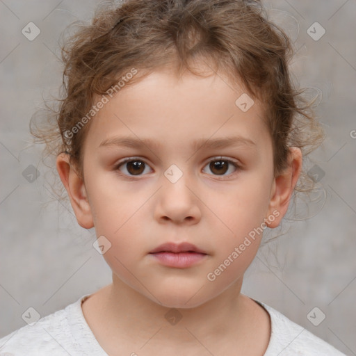 Neutral white child female with medium  brown hair and brown eyes