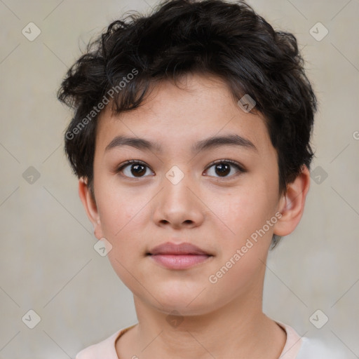 Neutral white child male with short  brown hair and brown eyes