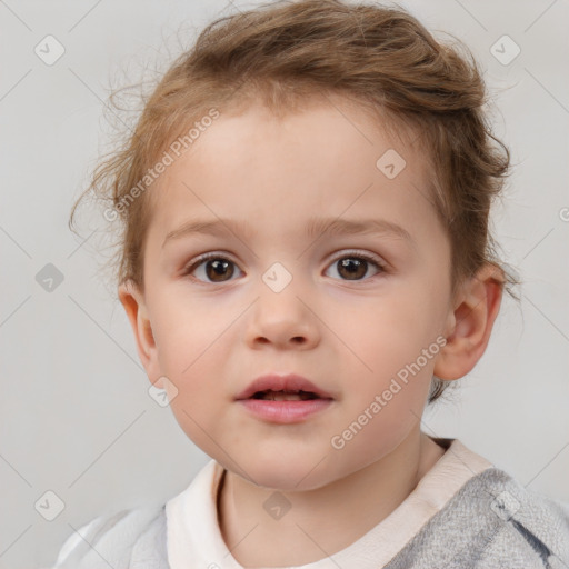 Neutral white child male with short  brown hair and brown eyes