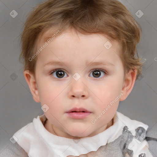 Neutral white child male with short  brown hair and brown eyes