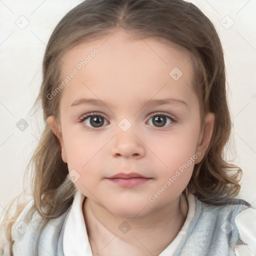 Neutral white child female with medium  brown hair and brown eyes