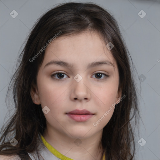 Neutral white child female with medium  brown hair and brown eyes