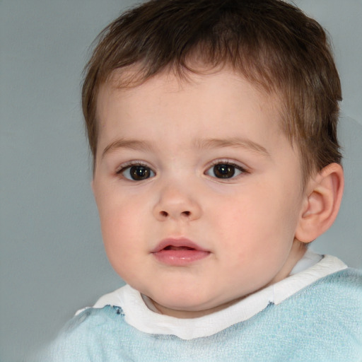 Neutral white child male with short  brown hair and brown eyes