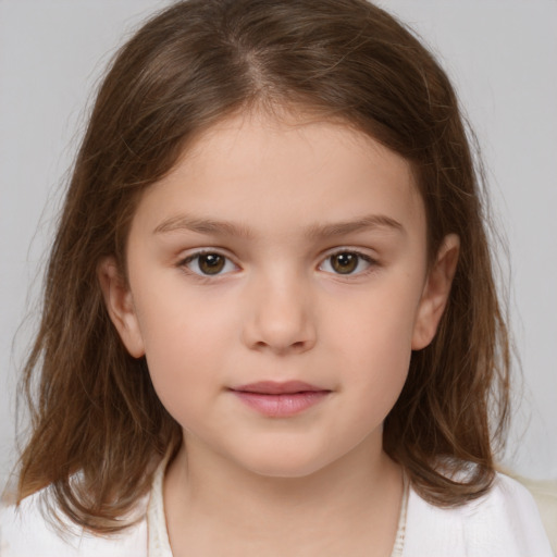 Neutral white child female with medium  brown hair and brown eyes