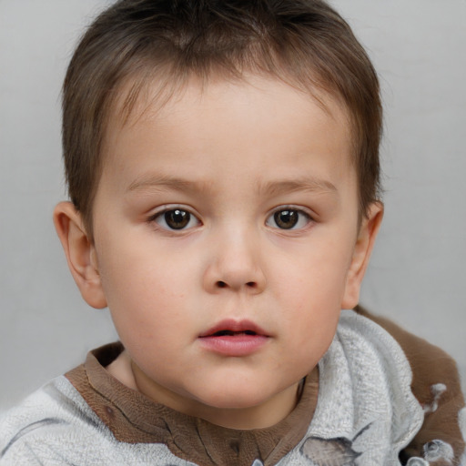 Neutral white child male with short  brown hair and brown eyes