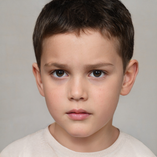 Neutral white child male with short  brown hair and brown eyes