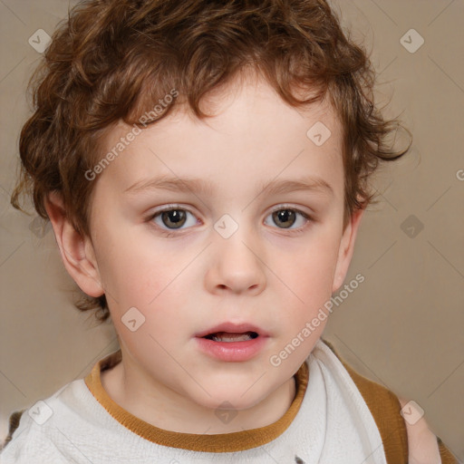 Neutral white child male with short  brown hair and brown eyes