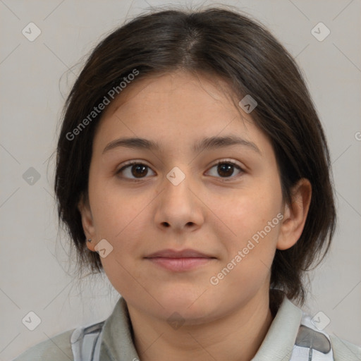 Neutral asian young-adult female with medium  brown hair and brown eyes