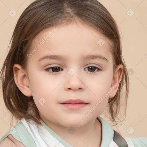 Neutral white child female with medium  brown hair and brown eyes