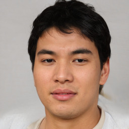 Neutral asian young-adult male with short  brown hair and brown eyes