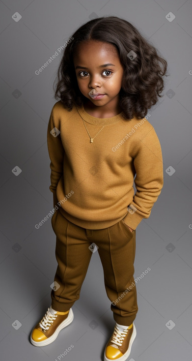 African american child female with  brown hair