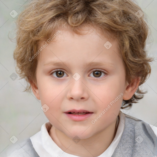 Neutral white child male with short  brown hair and brown eyes