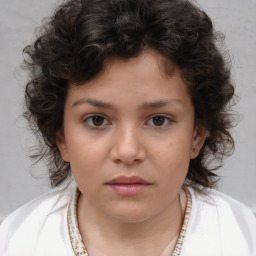 Neutral white child female with medium  brown hair and brown eyes