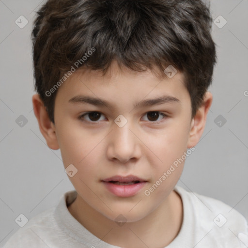 Neutral white child male with short  brown hair and brown eyes